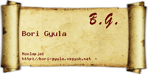 Bori Gyula névjegykártya